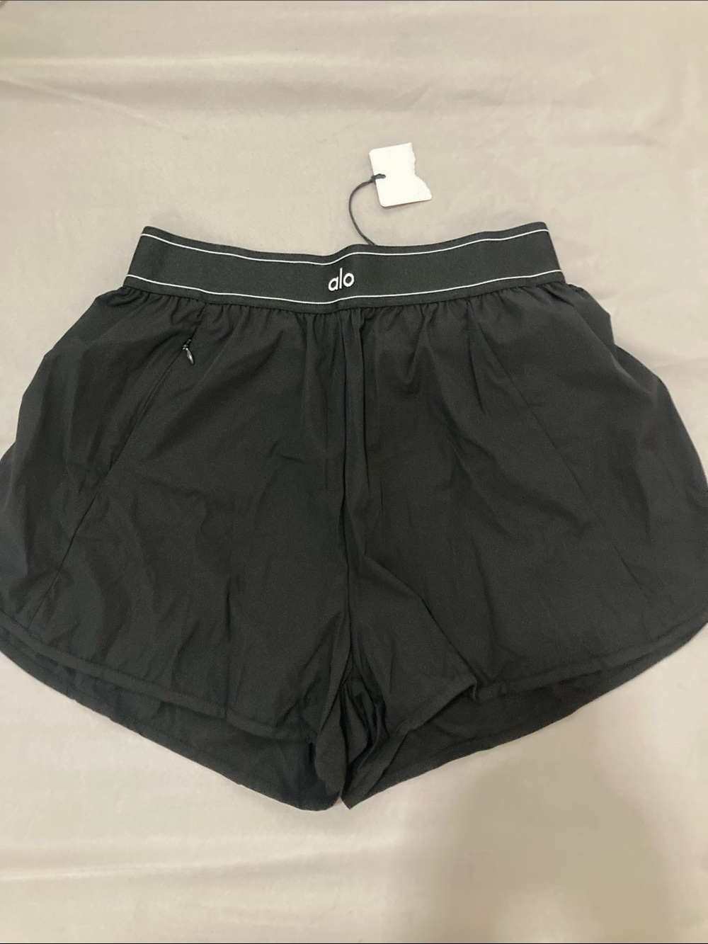 ALO Yoga Women's Black Athletic Shorts with Elastic Logo Waistband